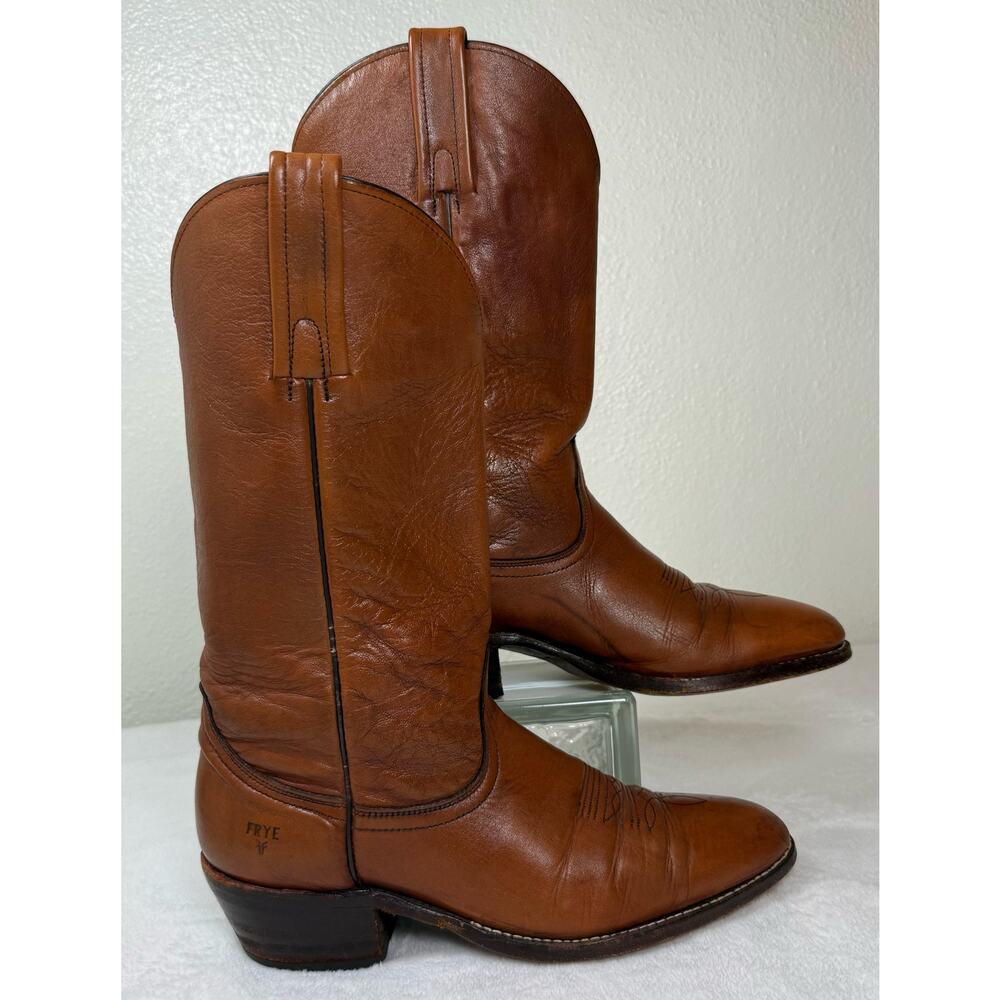 Vintage FRYE 12' Cowgirl Rodeo Boots Sz Women's 11 Brown Distressed Leather - Picture 3 of 10